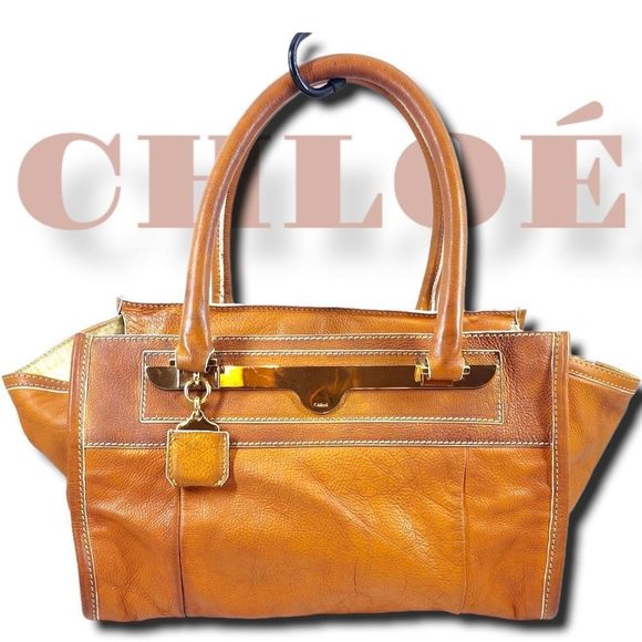 Authentic Chloé Tan Distressed Large Leather Tote - Picture 1 of 14